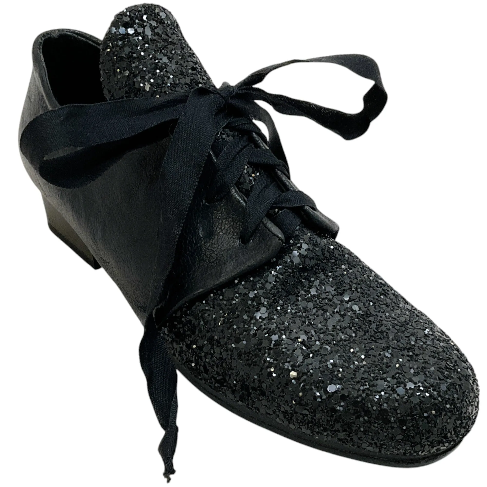 Inscrire by Devrandecic Black Glitter Lace Up Shoes